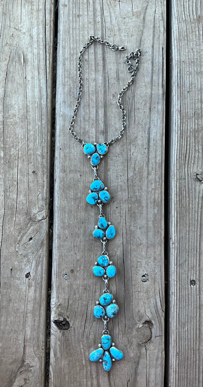 Sleeping Beauty Cluster Drop Necklace