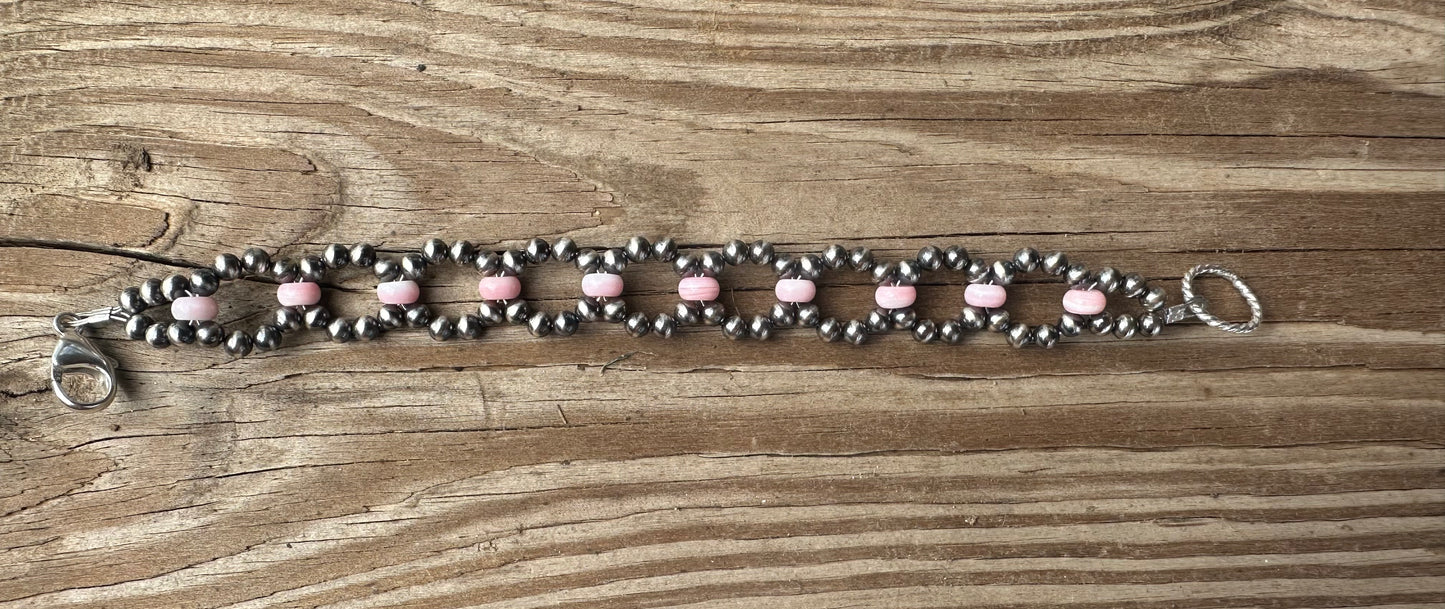 Bracelet - Sterling Silver - 4mm & Pink Conch