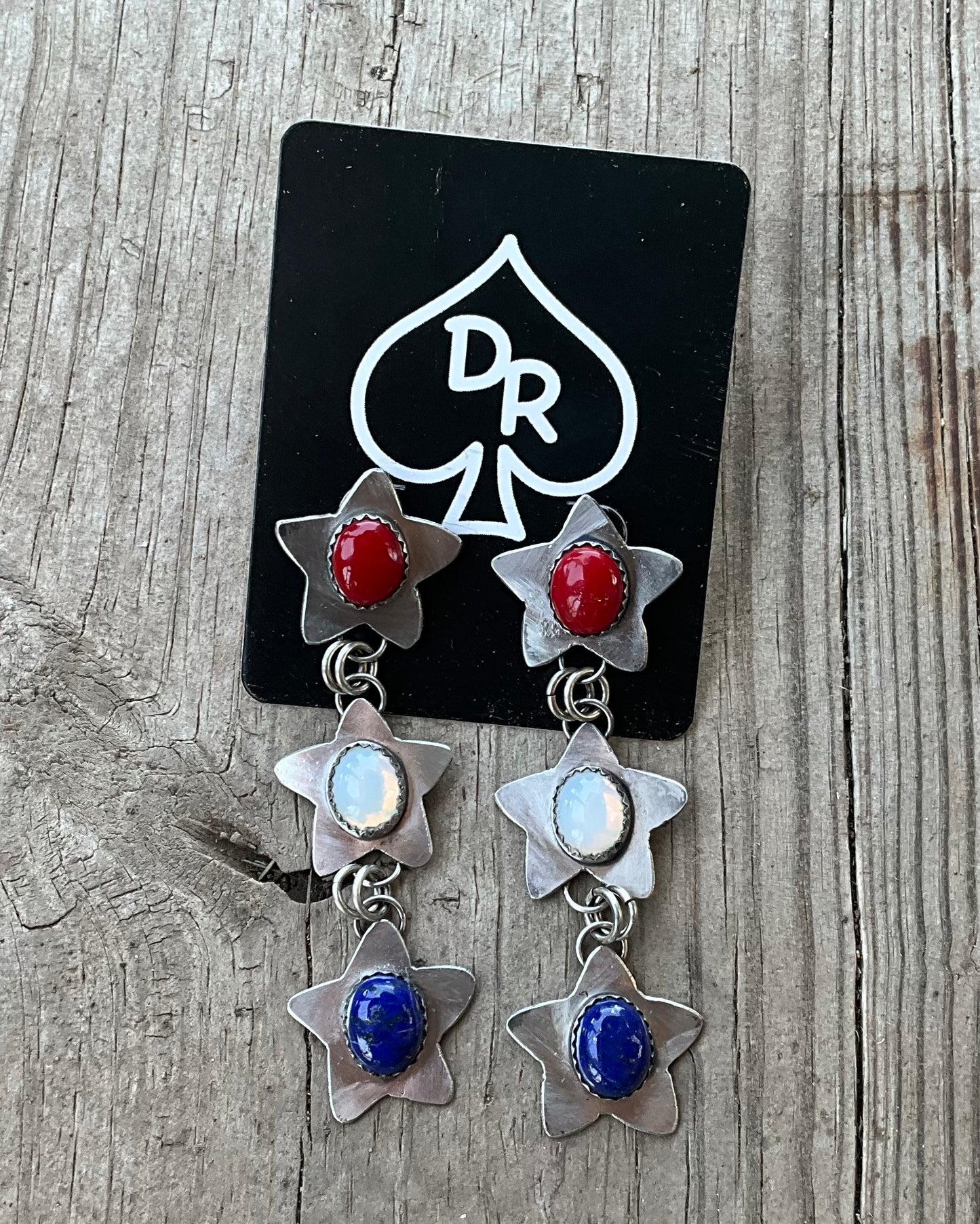 All American Funky Star Dangle Earrings