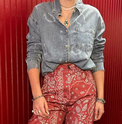 Horseshoe Denim Button Down
