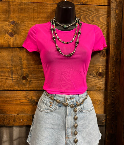 Hot Pink Mesh Crop