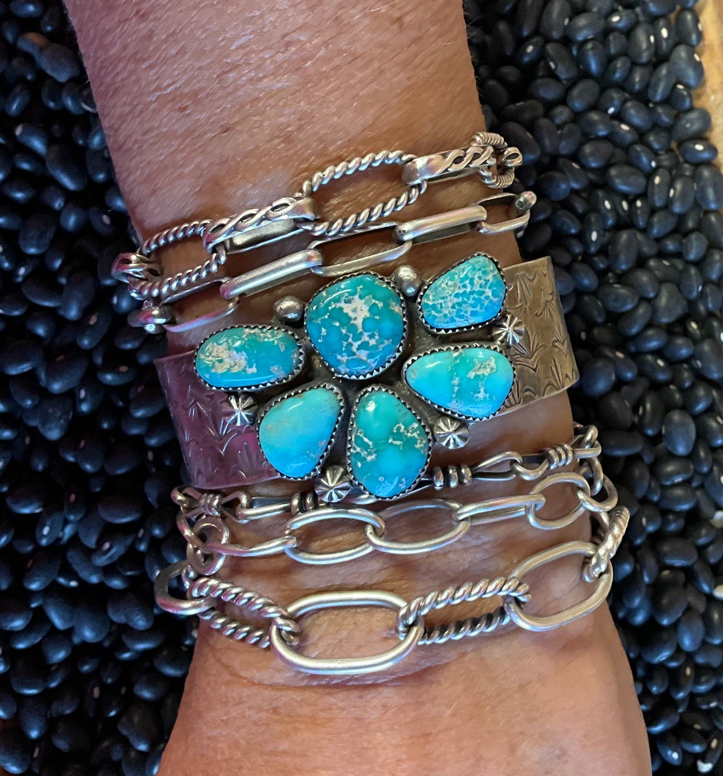 White Water Turquoise Half Cluster Cuff