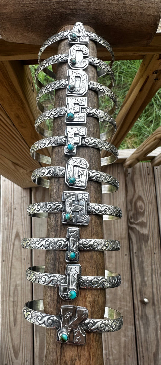 Sterling Silver Initial Cuff Bracelet