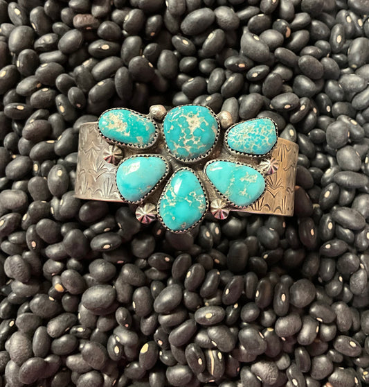 White Water Turquoise Half Cluster Cuff