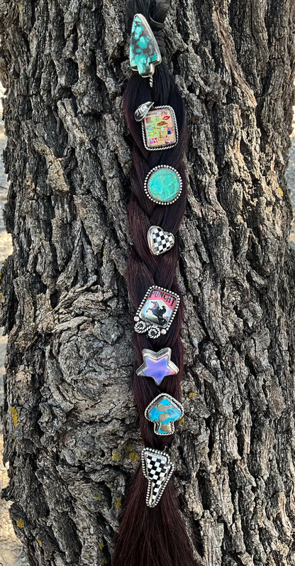 Checkered Bolt Hair Pin or Clip-on Style Pendant