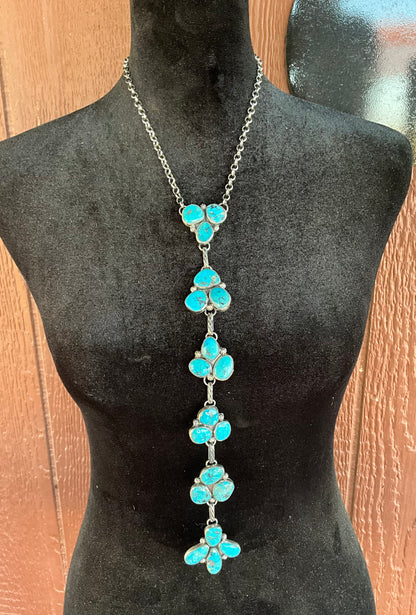 Sleeping Beauty Cluster Drop Necklace