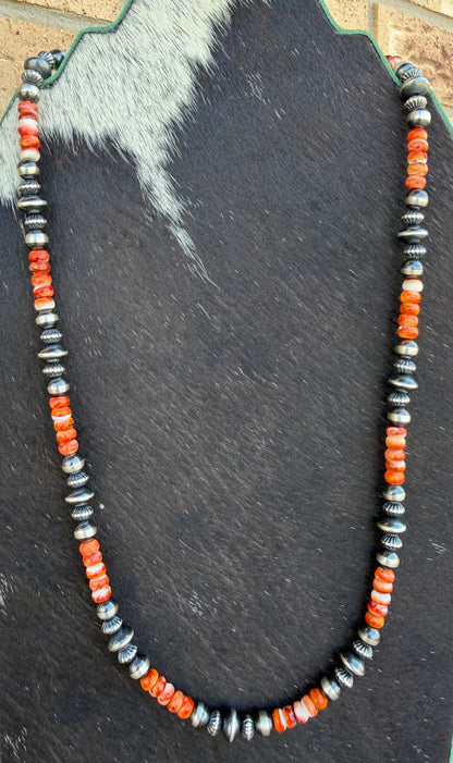 Necklace - 24” - 7mm - 7.5/8mm Rondell + Spiny Oyster