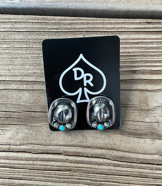 Texas Quarter Cowboy Hat Stud Earrings