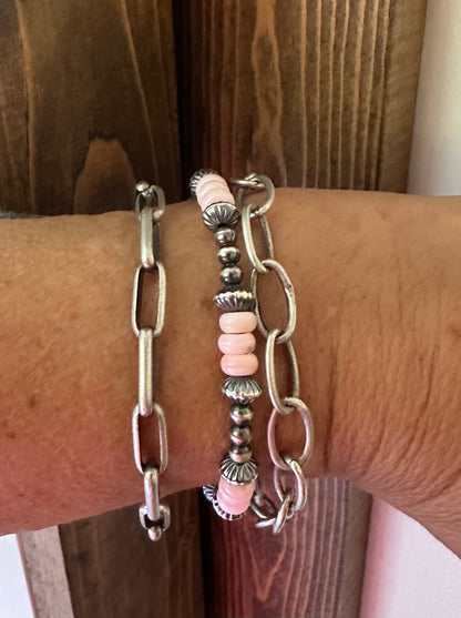 Bracelet - Sterling Pearls & Pink Conch
