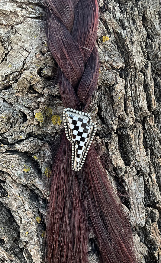 Checkered Bolt Hair Pin or Clip-on Style Pendant