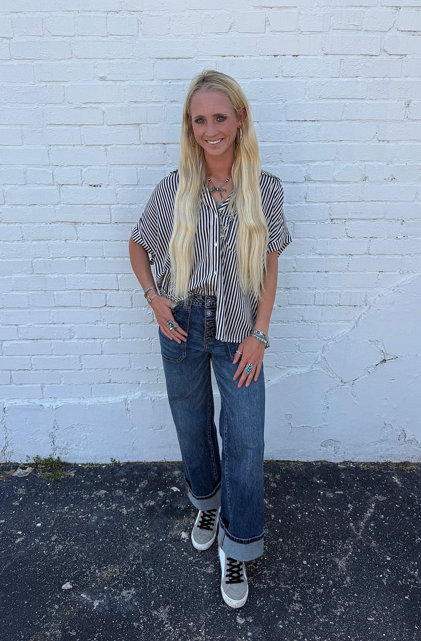 Navy Button Down