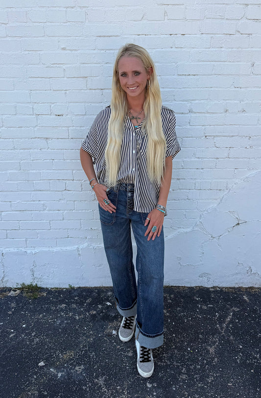 Navy Button Down