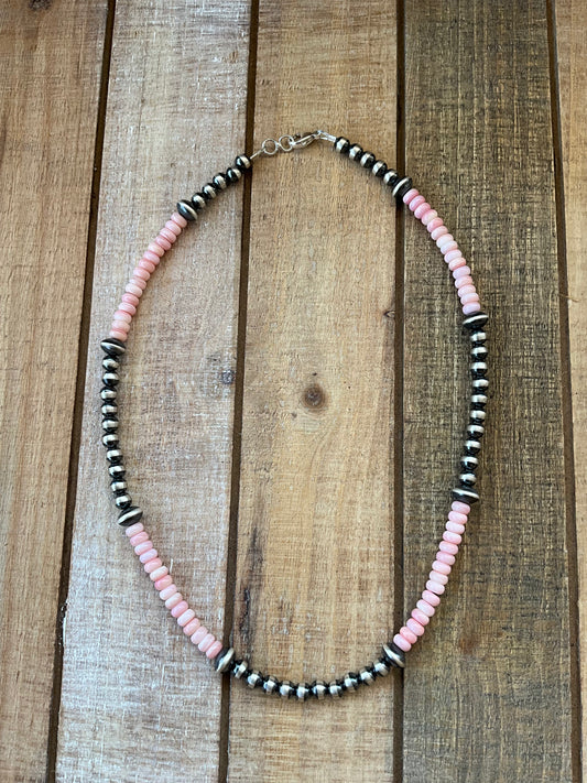Necklace - 20” - 6mm - 8mm Rondelle - 6mm Pink Conch