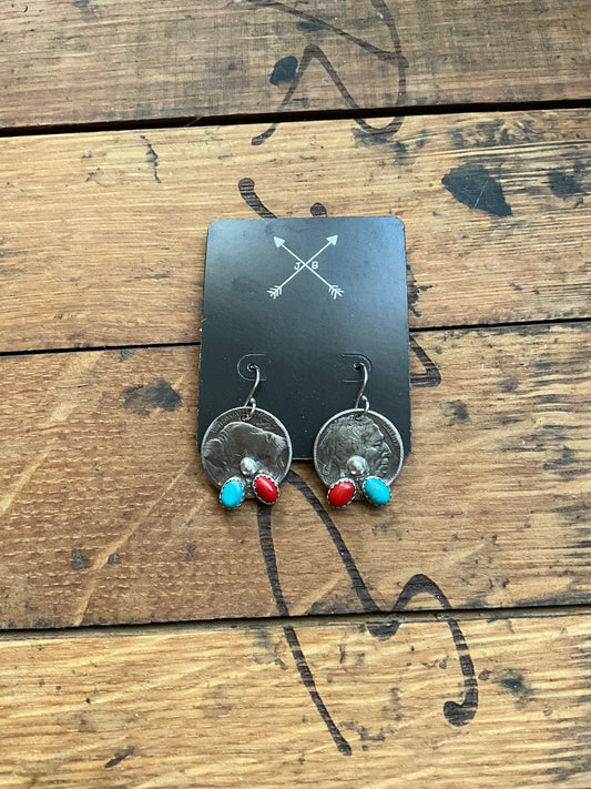 Buffalo Nickel/Turquoise Earrings