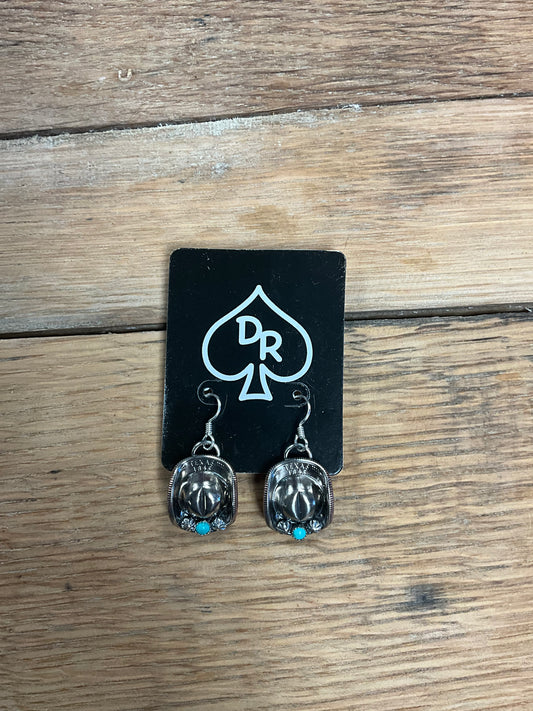 Texas Quarter Cowboy Hat Dangle Earrings
