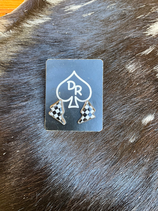 Checkered Lightning Bolt Earrings