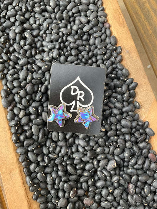 Purple Mohave Star Stud Earrings