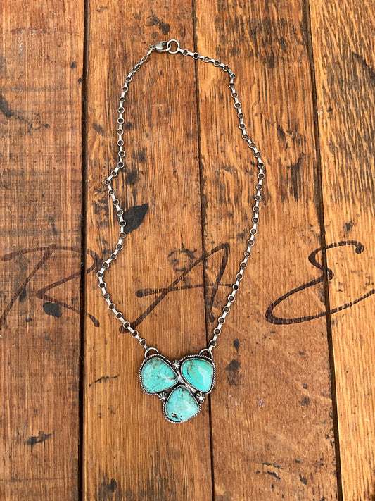 Large 3 Stone Cluster Necklace