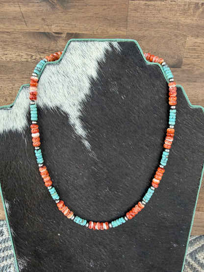 Necklace - 18” - 4mm - Spiny Oyster - Turquoise