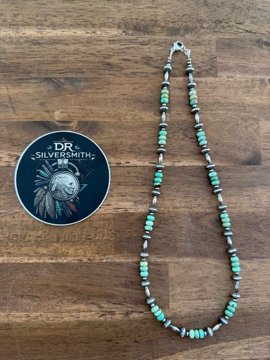 Necklace - 20” - 3mm - 7.5mm Rondell - Torpedo & Turquoise