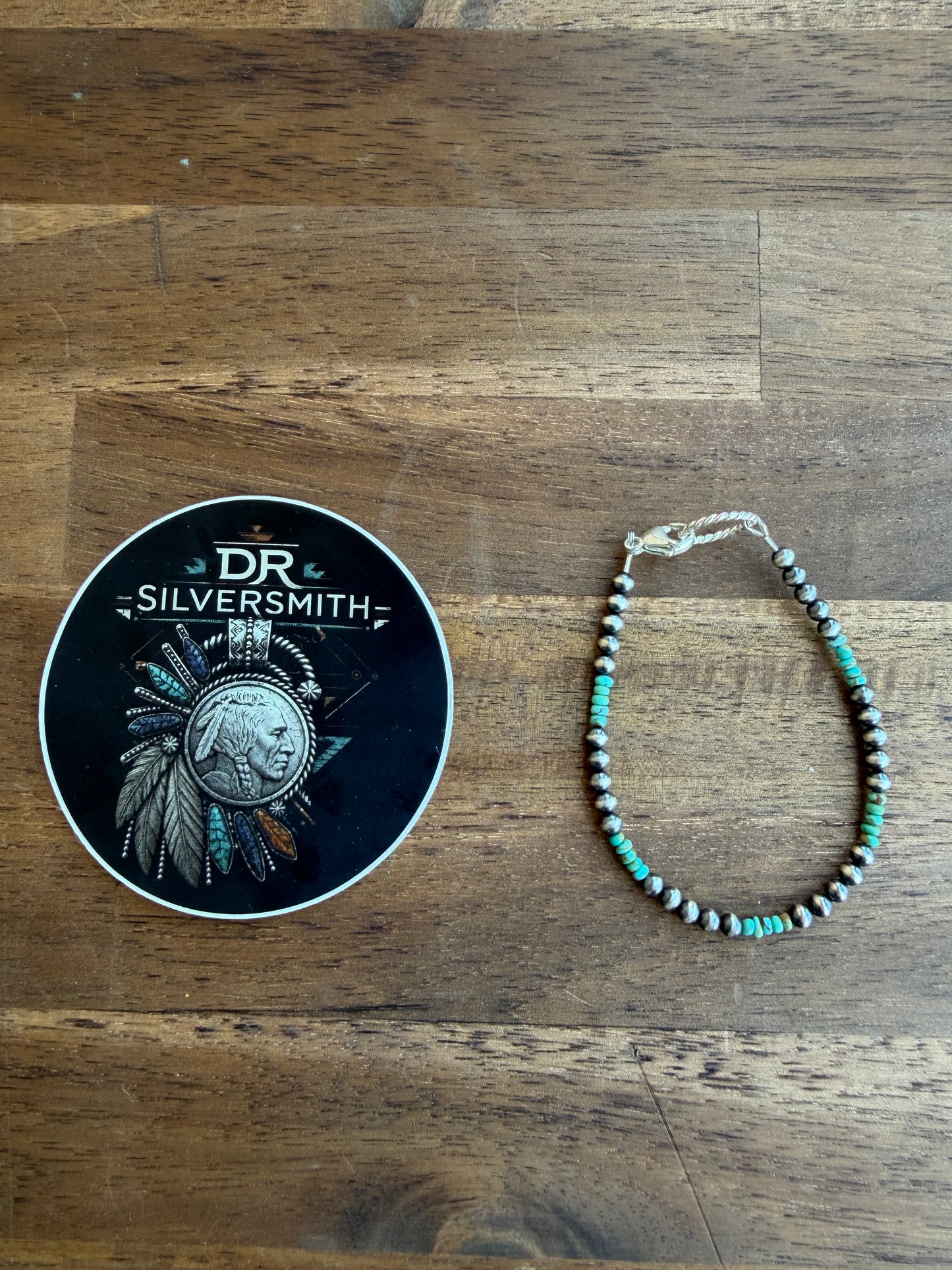 Bracelet - 4mm & Kingman Turquoise