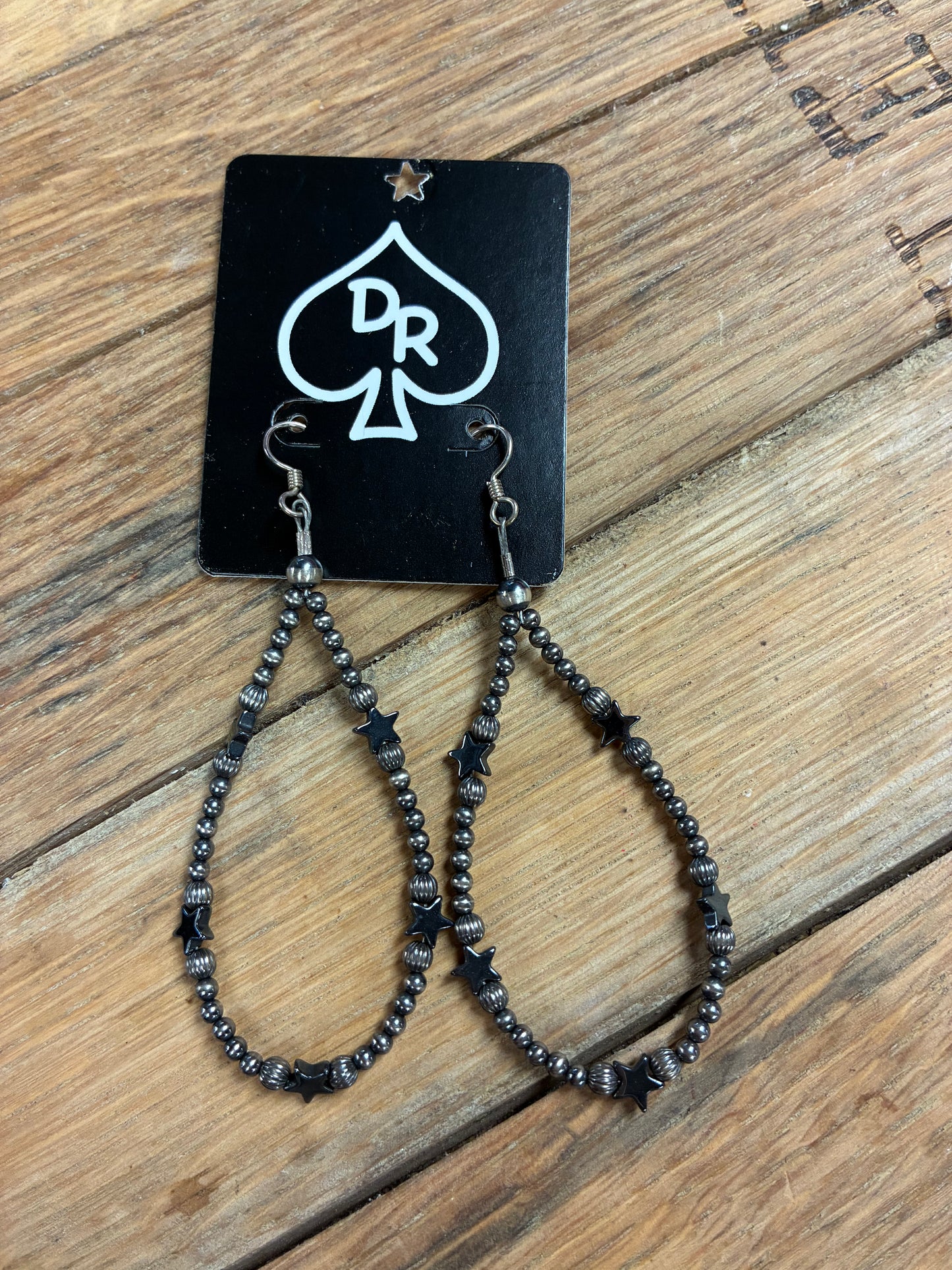 Earrings - 3 & 4 MM Sterling Silver Beads with Black Stars