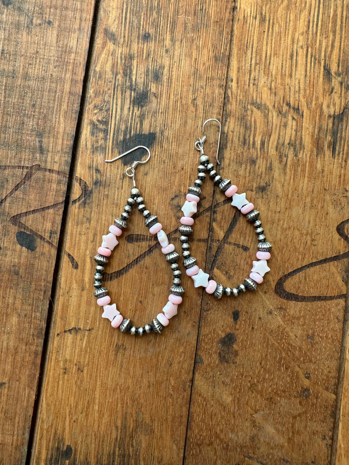Earrings - Sterling Pearls & Pink Conch
