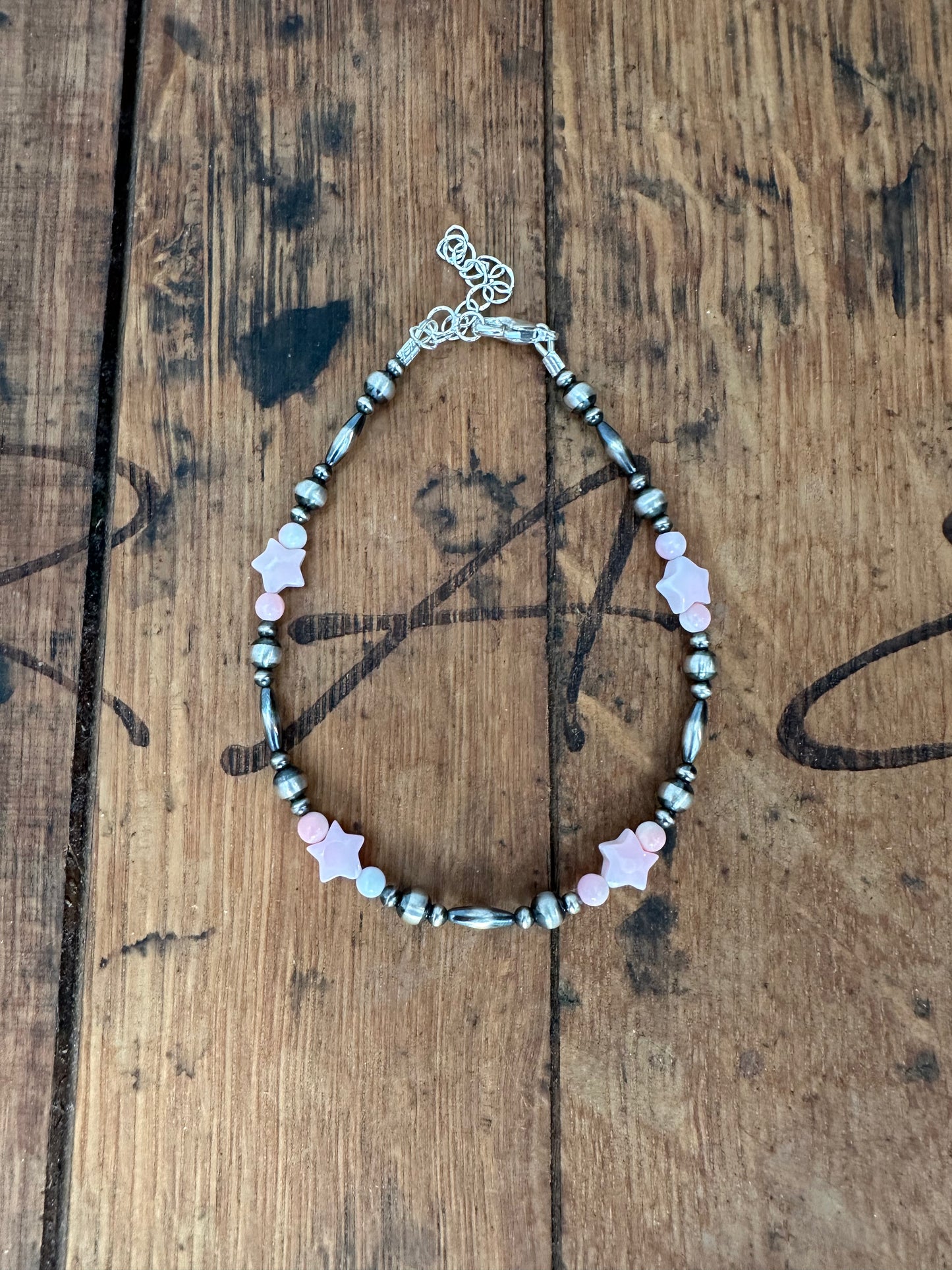 Anklet - Sterling Silver & Pink Conch
