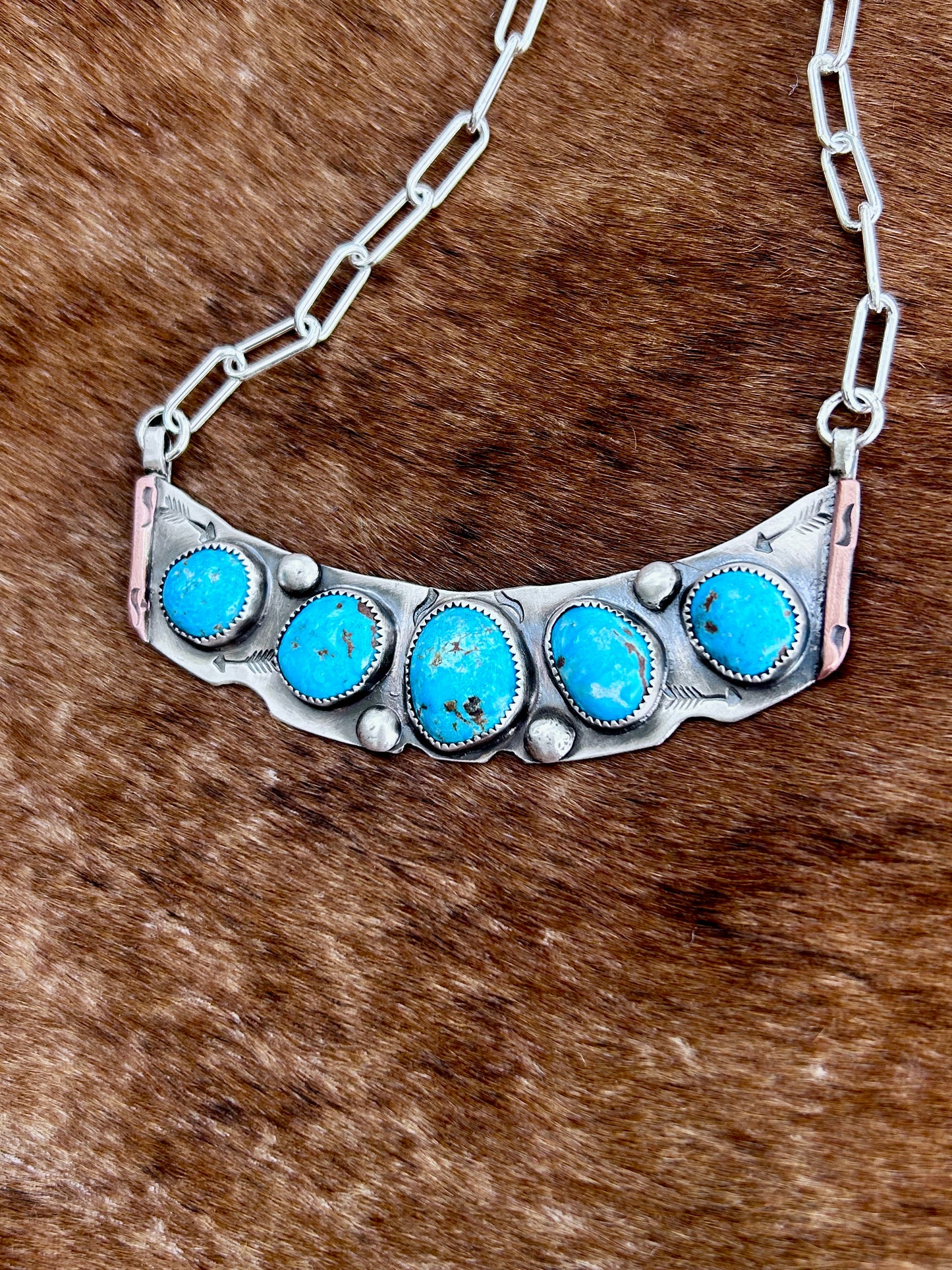5 Turquoise Stone Bar Necklace