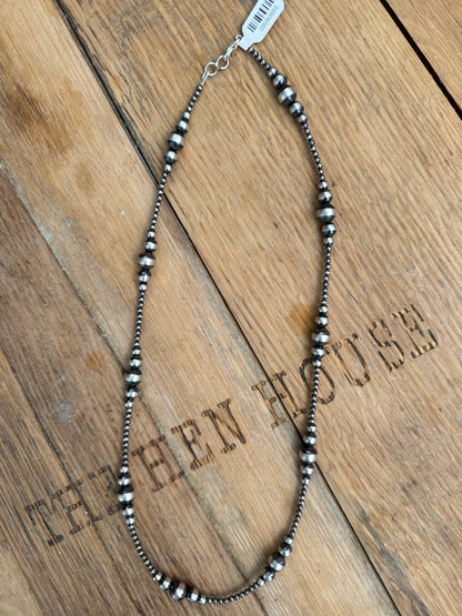 Necklace - 24” - Sterling Silver Pearls - 3-5-7-9mm