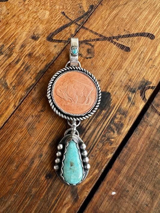 Copper Buffalo Coin Pendant