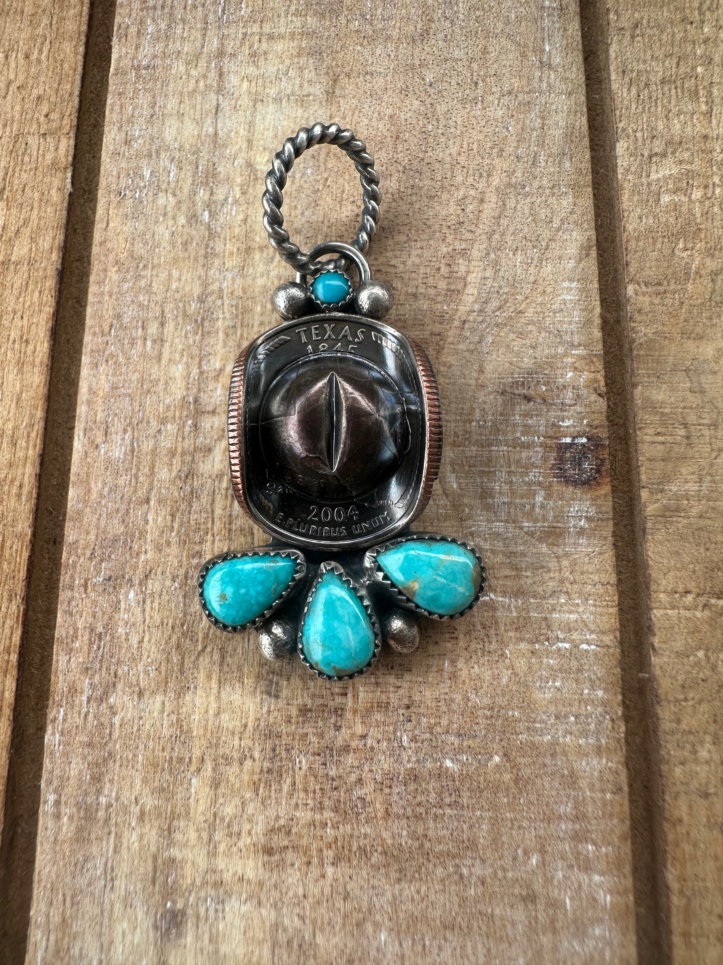 Texas Quarter Cowboy Hat Pendant