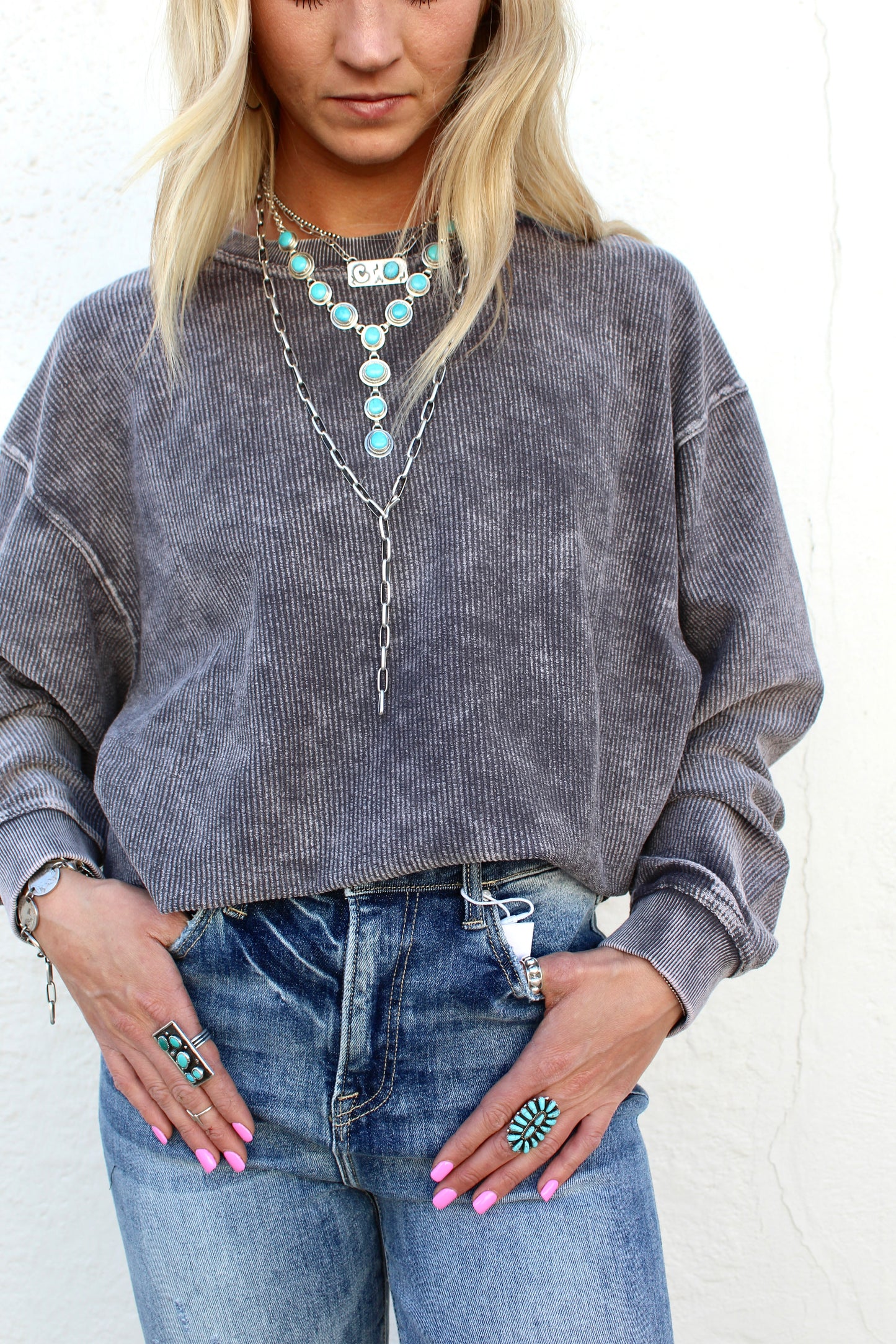 Charcoal Oversize Vintage Wash Sweater