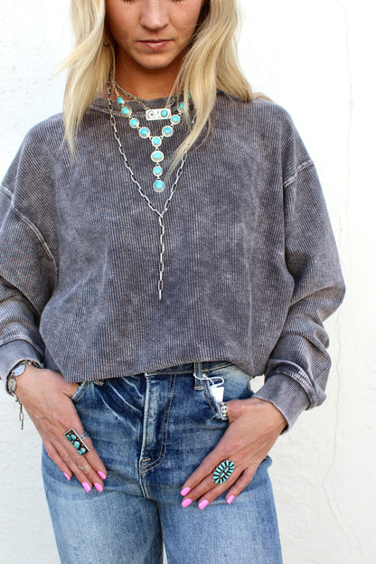 Charcoal Oversize Vintage Wash Sweater