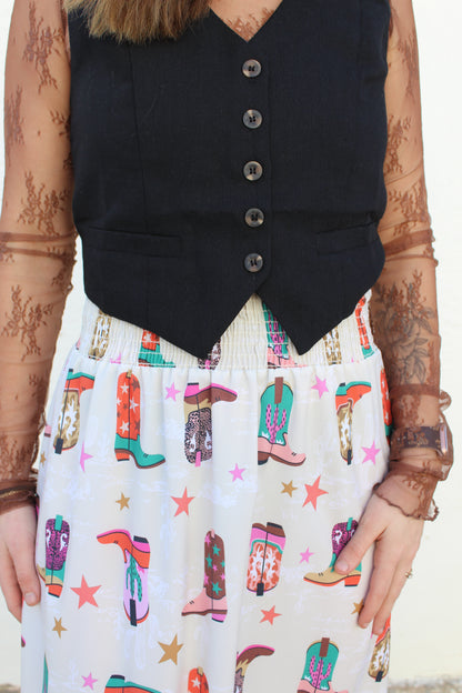 Vanilla Boots Print Maxi Skirt