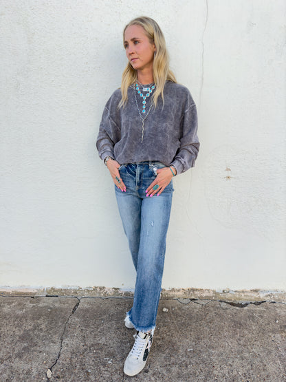 Charcoal Oversize Vintage Wash Sweater