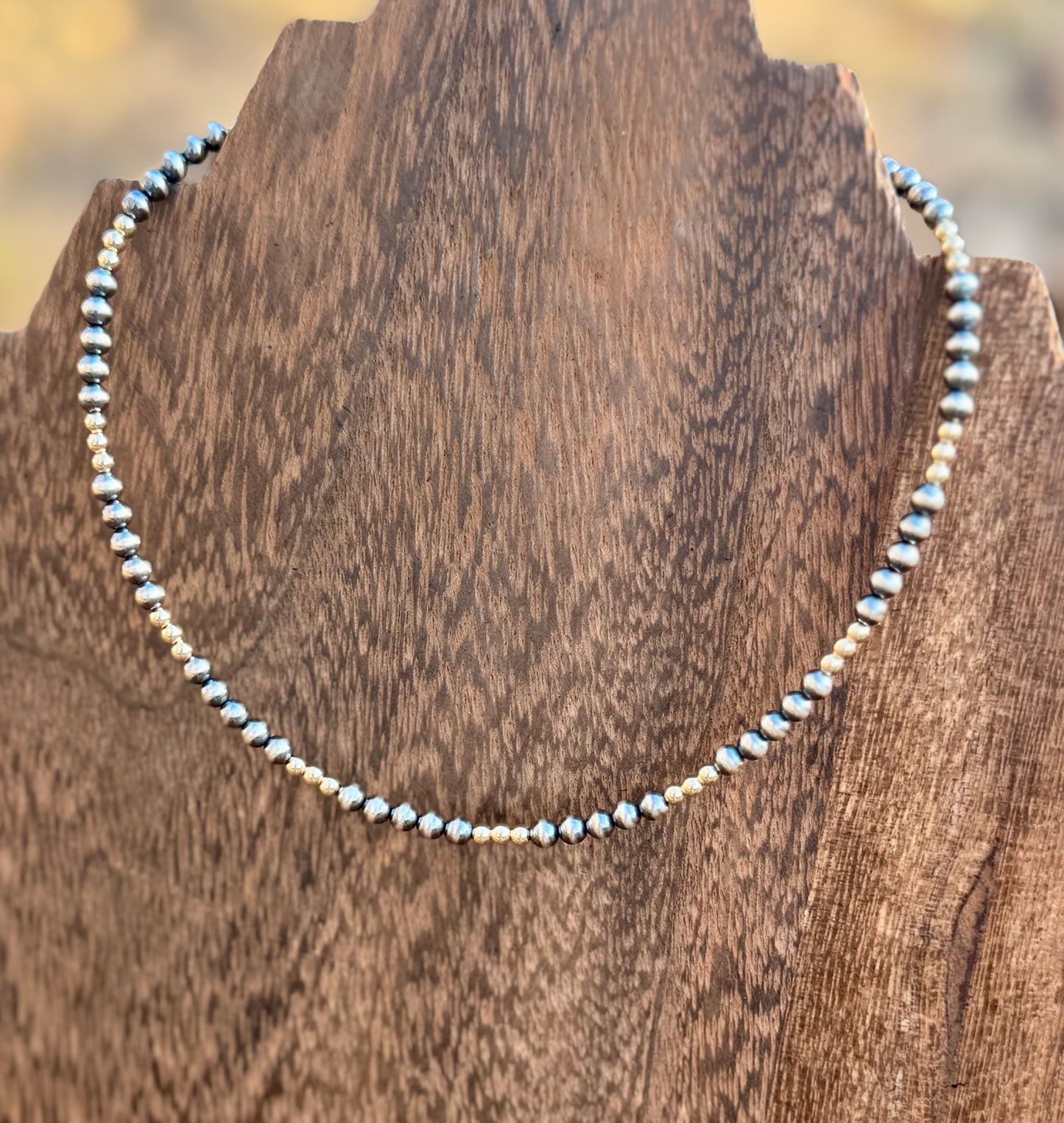 Choker- 4mm Sterling Silver/3mm Gold Bead