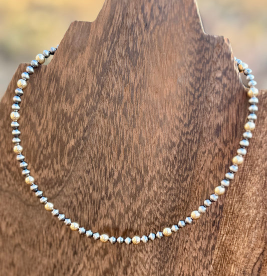 Choker- 4mm Sterling Silver/5mm Gold Filled Beads